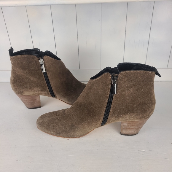Aquatalia Suede Ankle Boots Side-Zip Booties - Taupe - Picture 13 of 15